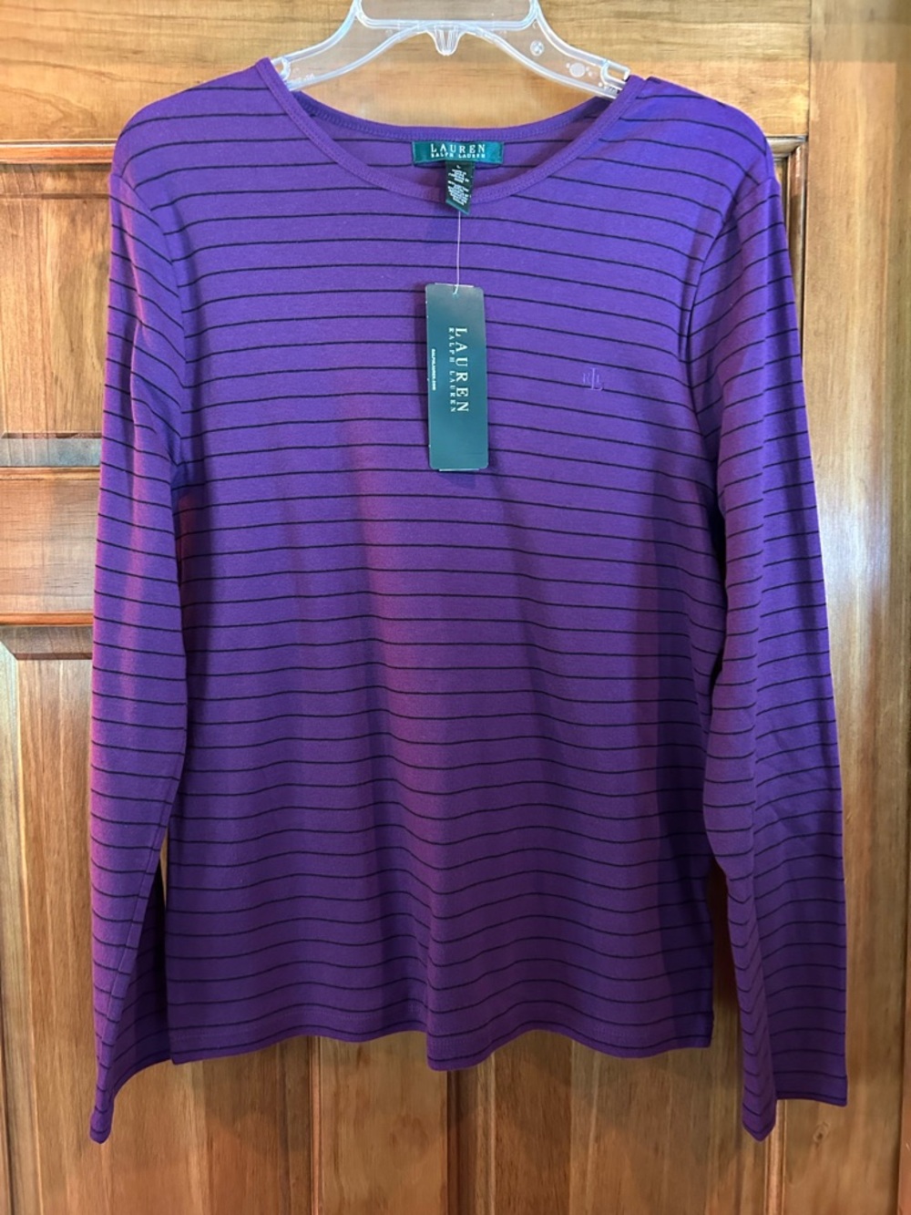Ralph Lauren Purple Striped Long Sleeve Tee